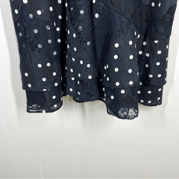 Harlyn Navy Polka Dot & Lace Sleeveless Mini Dress Extra Small - Picture 6 of 9